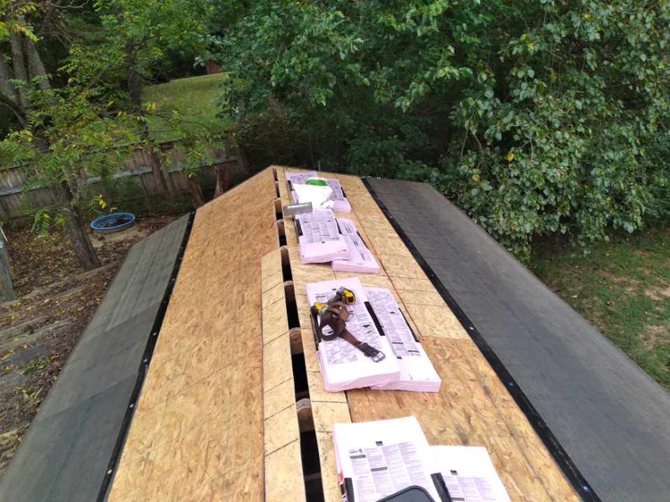 The Roofing Shingle Material is laid out and ready for the final roof repair