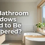 a clean modern bathroom with a bathtub next to a large window